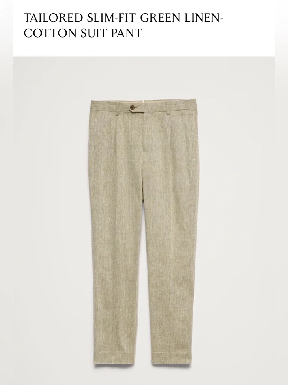 Banana Republic | Slim Fit | Green Linen Dress Pants | Men’s Size 38x32 NWOT